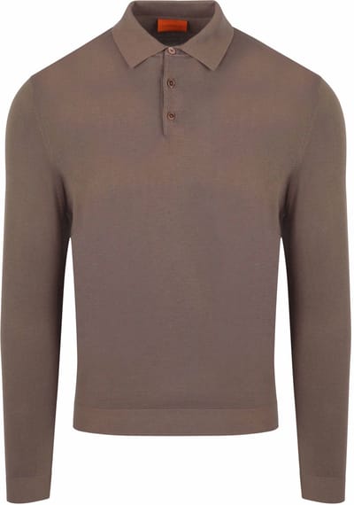 Suitable Compact Cotton Poloshirt Taupe - Maat XL - Heren - Longsleeve polo - Polo shirt Heren met Lange mouwen