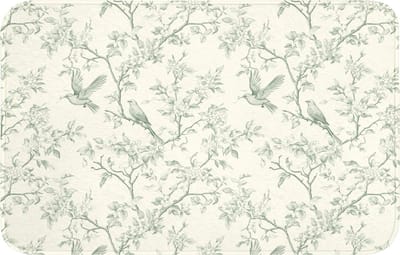 Badmat 80x50 cm - Antislip - Klassiek - Vogels - Groen - Badmatten voor badkamer - Badkamermat - Douchemat - Badkamer mat