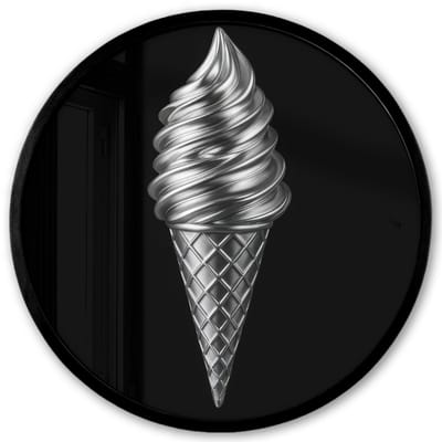 Poster in lijst Rond - Fotolijst 40x40 cm - Posters - Softijs - Realistisch - Futuristisch - Ronde posterlijst zwart - Decoratie - Wanddecoratie woonkamer - Muurdecoratie slaapkamer