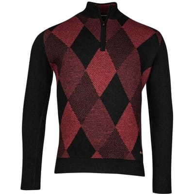 Baileys Trui Half Zip Argyle Pattern Cerise / male