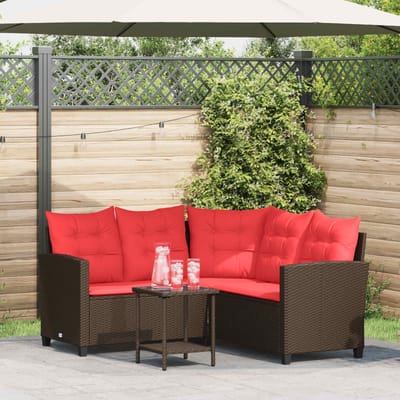 vidaXL - Buiten - bank - set - 2 - st - 5-Aantal - zitplaatsen - Bruin - en - Rood