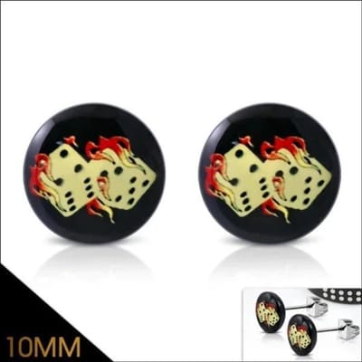 Aramat Jewels | Oorbellen | Stijlvolle Stalen Logo Oorbellen | 10mm / Dobbelstenen | |7mm | Staal | Kinderen, Volwassenen | Verkleurd niet