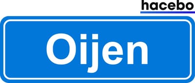 Hacebo - Plaatsnaam Sticker - 29x10 CM - Oijen sticker - Verkeersborden sticker - grappige cadeaus - Oijen