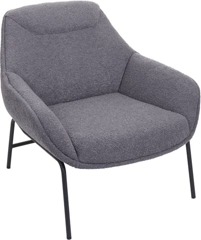 Lounge fauteuil MCW-J77, cocktail fauteuil, bouclé stof metaal ~ donkergrijs