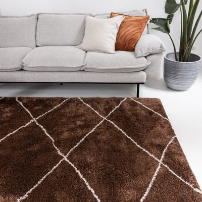 berber vloerkleed hoogpolig roest/cream - scandinavisch - nea - 137 x 200 cm - (S)