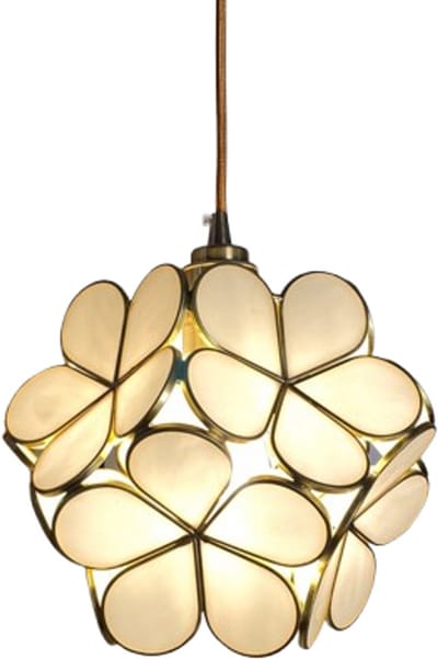 Bladderbladen Tiffany Stijl in loodglas plafond hangerlicht met 8-inch brede lampschaduw (crème wit, 21cm)