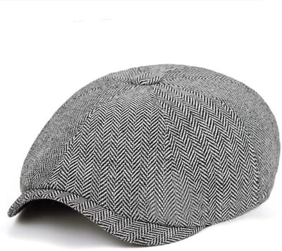 Scoby - Newsboy Hat - Flatcap - Herenpet - Klassieke Pet - Cap - One Size - Zwart/Wit