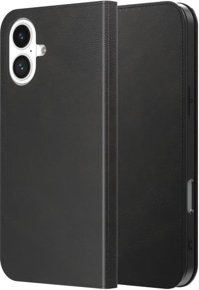 Geschikt voor iPhone 17 Telefoonhoesje Kunstleer met Magnetische sluiting en Pasjeshouder Bookcase met Klepje - Walletcase with Cardslot - Zwart - Smartphonica geschikt voor iPhone 17