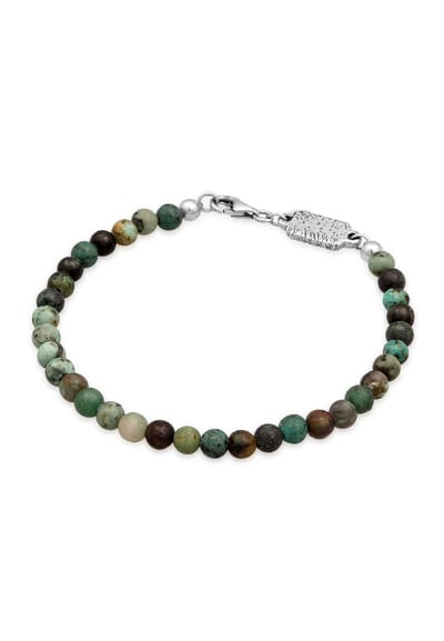 Haze & Glory - Armband - Afrikanischer Türkis Ozean Perlen 925 Silber - Heren