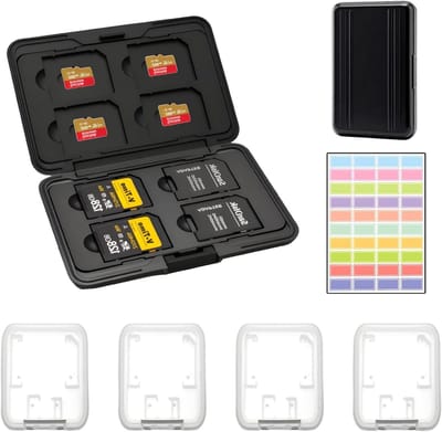 Waterdichte beschermhoes voor 8 SD- en 8 TF-kaarten, ideale case voor Micro SD, SDXC en SDHC, zwart en compact ontwerp