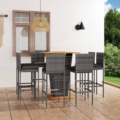 vidaXL - 9-delige - Tuinbarset - met - kussens - poly - rattan - grijs