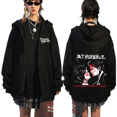 Chemical Romance Mcr Dode Rits Trui Zwart Parade Punk Emo Rock Rits Sweatshirt Mannen M