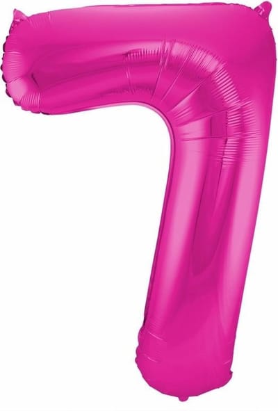 Folat Verjaardag Leeftijd folieballon - 7 jaar - roze - 87 cm - cijferballon groot