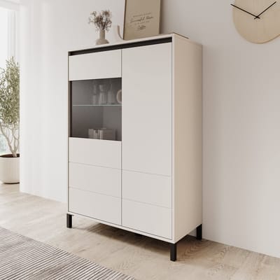 Meubella - Montellini - Vitrinekast - Beige - 93x40x135 cm