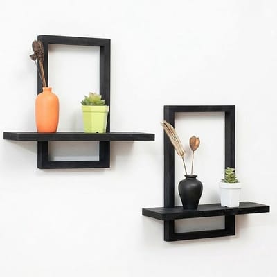 Set van 2 zwevende wandplanken - modern houten wandrek voor decoratie en opbergruimte