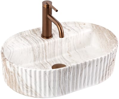 Rea - Opzetwastafel Marcela 50 Kallisto Sanitair Keramiek, Beige, Ovaal - 50 x 36 x 13,5 cm
