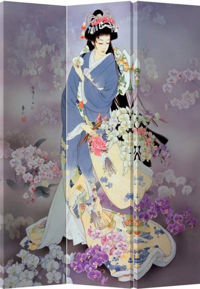 Fine Asianliving Japans Kamerscherm Oosters Scheidingswand B120xH180cm 3 Panelen Japanse Geisha