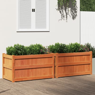 vidaXL - Plantenbakken - 2 - st - cm - massief - grenenhout - wasbruin