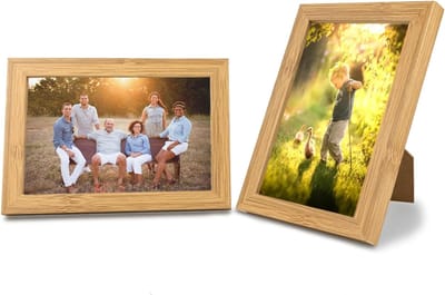 Houten Fotolijsten 10 x 15 cm, Set van 2 Stuks, Staande en Hangende Lijsten met Plexiglas voor Thuis, Kantoor en School Decoratie