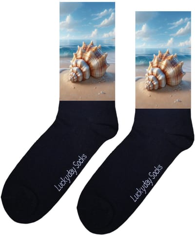 Luckyday Socks - Unisex sokken - Schelp strand - cadeau sokken - Maat 37-44