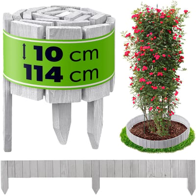 KADAX Houten schutting rolborder L110 H10cm wit