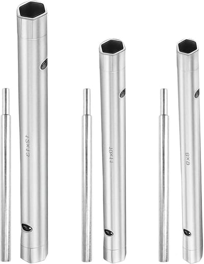 Set van 6 Dubbele Steeksleutels 8x9/10x11/12x13mm met Pivot Bars voor Installatie en Reparatie van Waterkranen en Afvoerleidingen