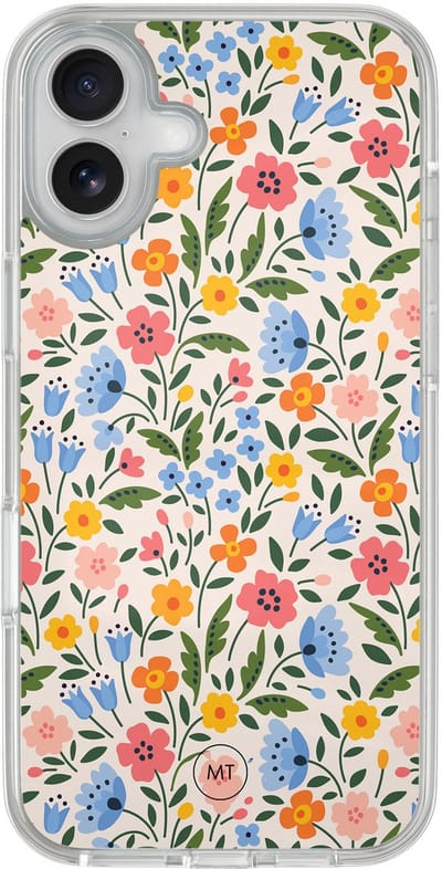 Hybride hoesje geschikt voor iPhone 16 - Romantische bloemen - Extra bescherming - Luxe beschermhoes - TPU case - Transparant, Multi - Mooie Telefoonhoesjes