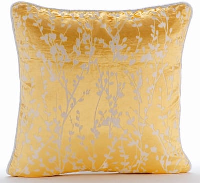 Decoratieve Kussenhoes - Fluwelen Sierkussen - Bank Decoratie - Handgemaakt Burn-out - 65 x 65 cm - Mimosa Geel