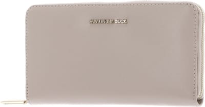MANDARINA DUCK Leren Portemonnee Luna Zip Around Wallet Whitecap Gray Beige