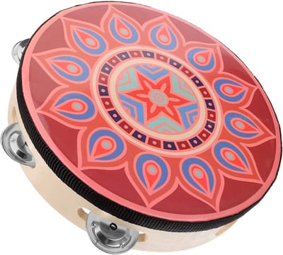 Interactieve Tamboerijn - Muziek Instrument - Dansoptredens Vermaak - Handgeschilderd Houten - 20.5 cm - Zoals getoond
