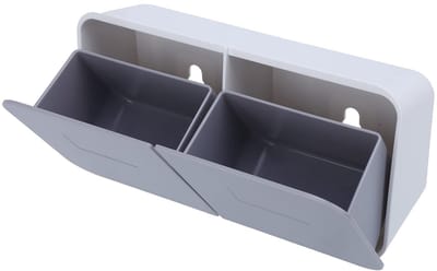 Cosensi - Cotton Swab Storage Box - Wandmontage - Ergonomisch ontwerp - Wit-Grijs - Makeup en Cosmetica - Handig voor Badkamer en Keuken
