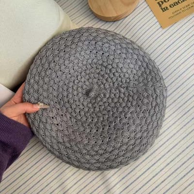 Nouveau Béret Uni Tricoté Chapeau Extensible Respirant Crocheté Casquette de Peintre Chapeau French Beanie Extérieur gray