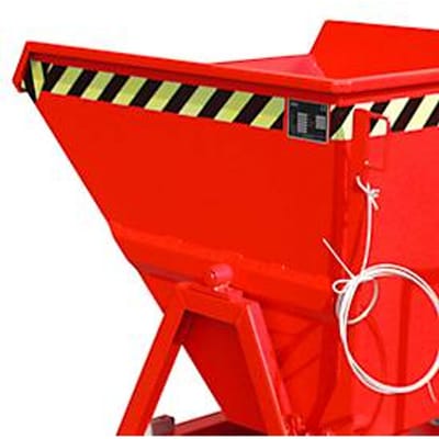 Snippergoot Bauer SKS 400, staal, rood, B 1220 x D 1050 x H 1115 mm, 400 l, tot 1000 kg, rollen, aftapkraan, handmatige kiepinrichting