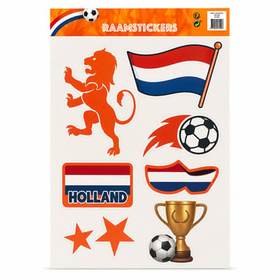 XL WK Voetbal Raamstickers Nederland 49x26 cm – Oranje Holland Voetbal Versiering – Nederlands Elftal Decoratie voor Ramen