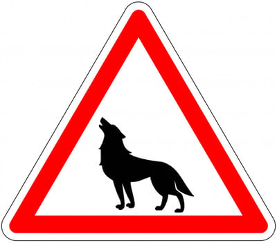 Pas op voor wolven sticker 100 mm