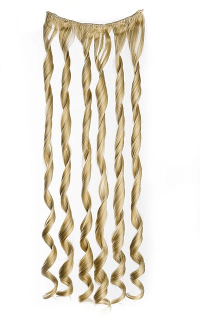 Goud Blonde Haar Clip In Extensions Krullen - Haar Extentions Clip In Synthetisch - Lengte 51 cm - Krullen Clip in extensions - Goud Blond