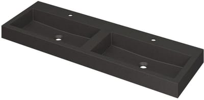 INK Momento Wastafel Quartz Dubbel met 2 Kraangaten - 1400x450x90 mm - Quartz Zwart