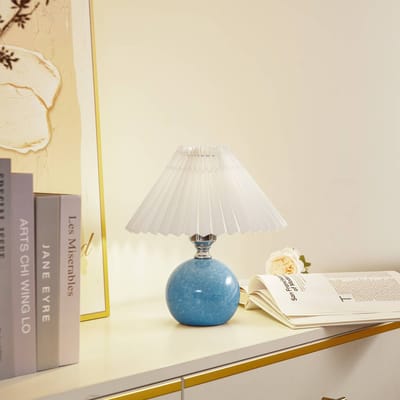 Lindby - Tafellamp - 1licht - Keramiek, kunststof - H: 29 cm - E27 - crème, blauw