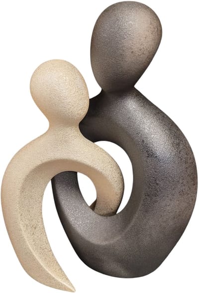 Gilde Handwerk Sculptuur Beeld Door het hart verbonden Keramiek zwart goud geglazuurd