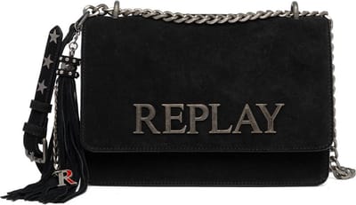 REPLAY Leren Schoudertas Crossbody Bag Black Zwart