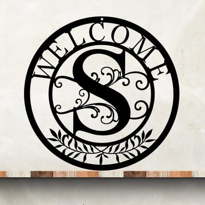 Welkomstbord Monogram - Boerderij Decoratie - Voordeur Verwelkomen - Zwaar IJzer Poedercoating - 305 cm - Zwart