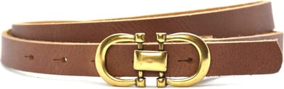 Take-it dames riem met dubbele ringen gesp - breedte 2 cm- taupe - 100% leer - Riemmaat 85 - Totale lengte 100 cm