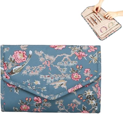 Reis Sieraden Etui - Opvouwbare Opbergcase - Sieraden Organiseren - Met Houderfunctie - 15 x 1.5 cm - Blauw