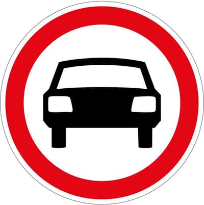 Gesloten voor auto's bord - C6 | gecoat dibond materiaal | 10 cm