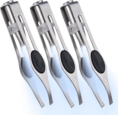 Wenkbrauwpincet Set - Ontharingspincet Precisie - Nauwkeurig Vormgeven - Geïntegreerde LED-verlichting - 3 Stuks 98 cm - Zilverkleurig