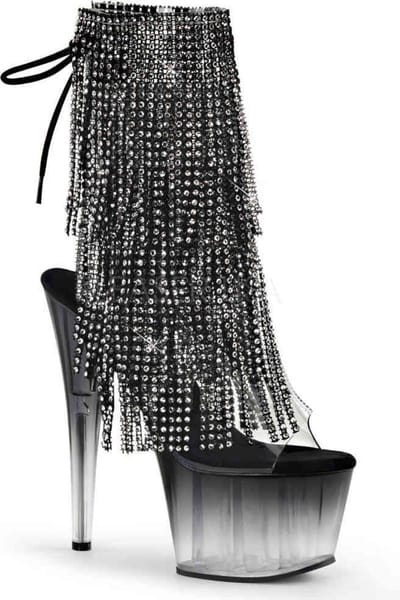 Pleaser - ADORE-1017RSFT Plateau Laarzen, Paaldans schoenen - Paaldans schoenen - 36 Shoes - Zwart/Chroomkleurig