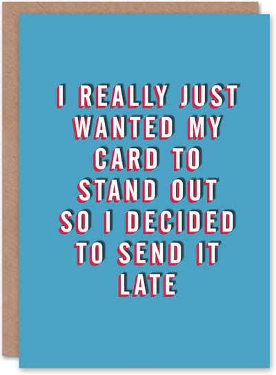 Verjaardagskaart Grappig - Wenskaart Humor - Boodschap Overbrengen - Dik Luxe Papier - 17.5 x 12.5 cm - Blauw