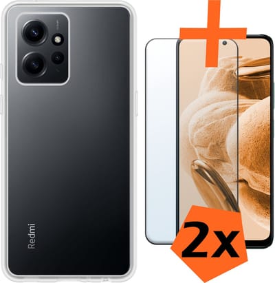Hoes - Met 2x Screenprotector - Geschikt voor Xiaomi Redmi Note 12 4G - Sterk & Shockproof - Back Cover - Siliconen Case - Telefoon Hoes - Transparant