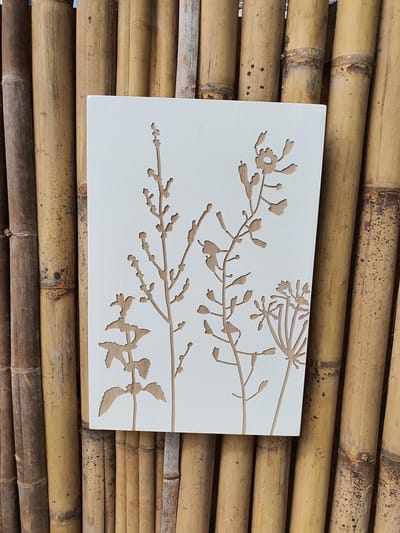 Mica Decorations Wand Houten decoratie bloemen L40 x B3,5 x H60 cm