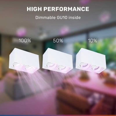 HOFTRONIC Esto smart Opbouwspot - Vierkant - Plafondspot - 2-Lichts - Kantelbaar - RGBWW - Wifi + Bluetooth - Google Home, Amazon Alexa en Siri - Wit